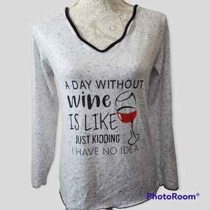 Funny Wine themed pajama top size small